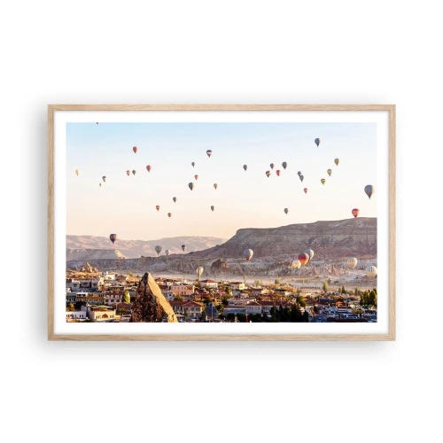 Poster în ramă de stejar deschis - Ca niște nave pe cer - 91x61 cm