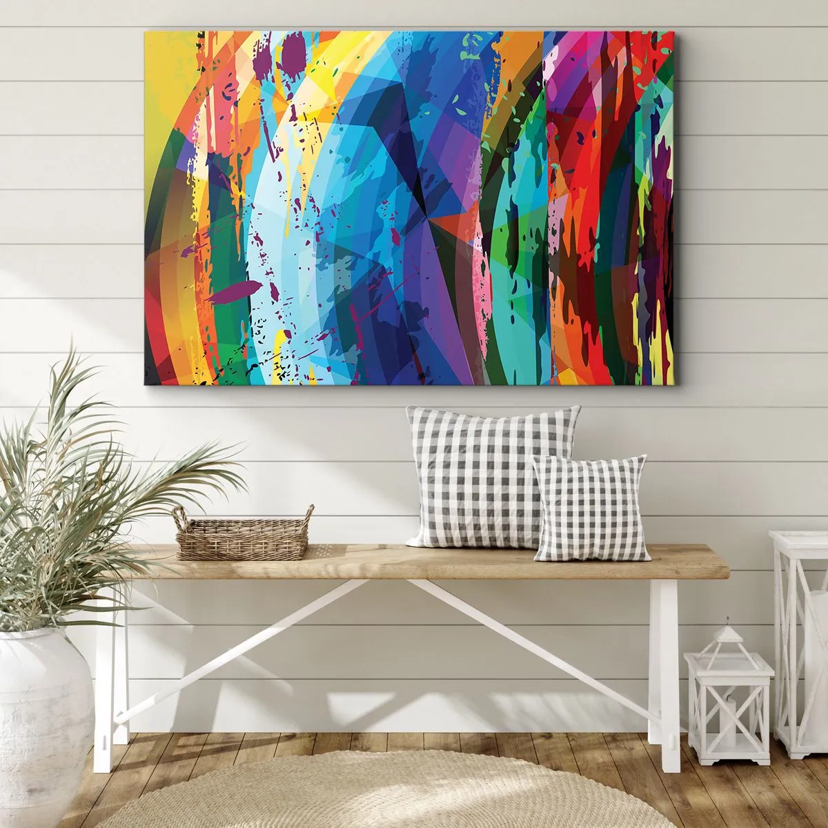 Tablou pe pânză Canvas - Abstracție colorată în modele și forme dinamice - 70x50cm - Amețeli colorate - Decorațiune modernă pentru perete pentru living și dormitor ARTTOR