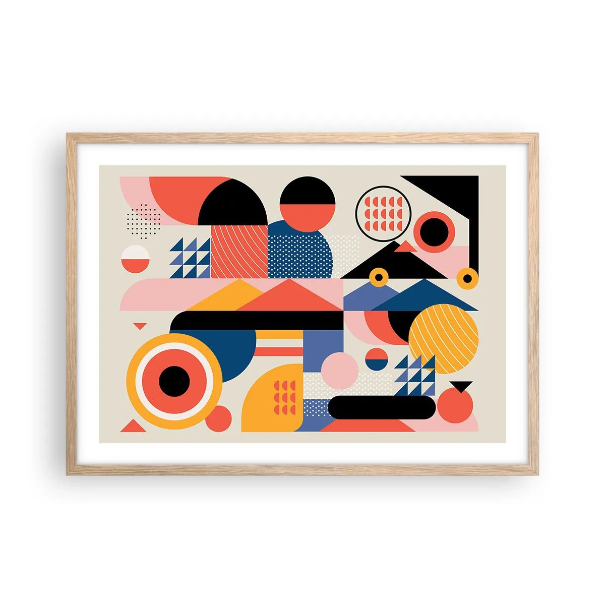 Poster în ramă de stejar deschis - Compoziție: joacă-te - 70x50 cm