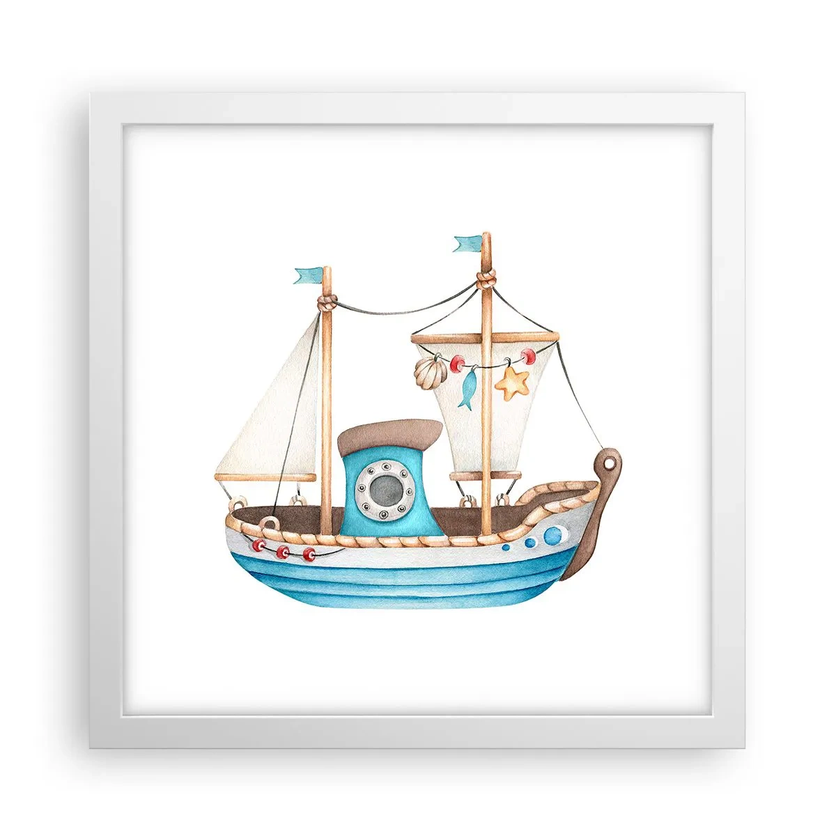 Poster în ramă albă - Ahoy aventura! - 30x30 cm