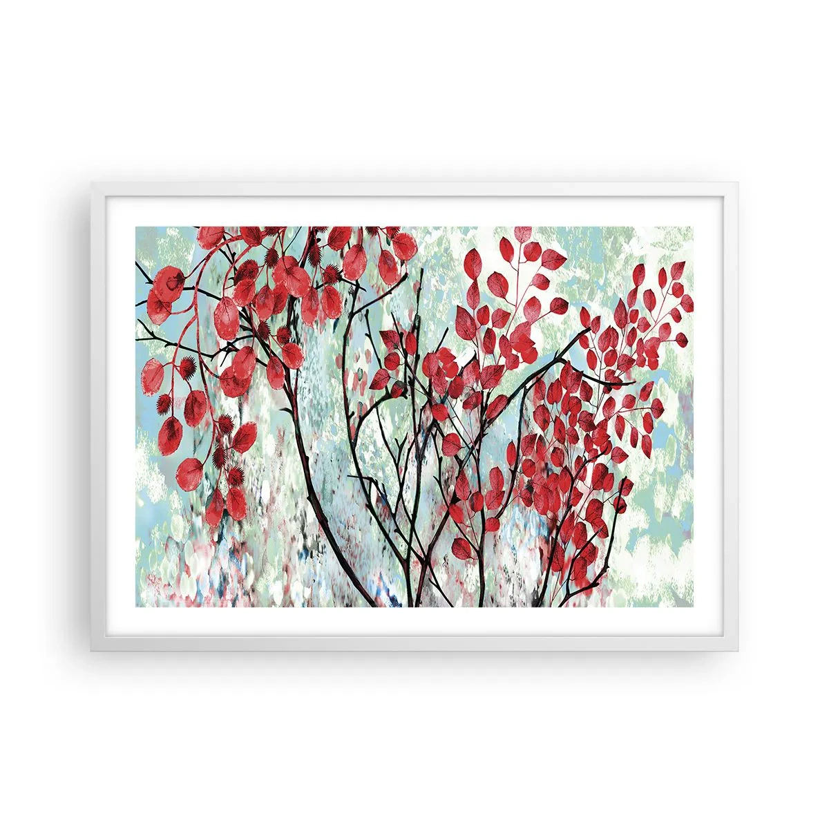 Poster în ramă albă - Arbore în stacojiu - 70x50 cm