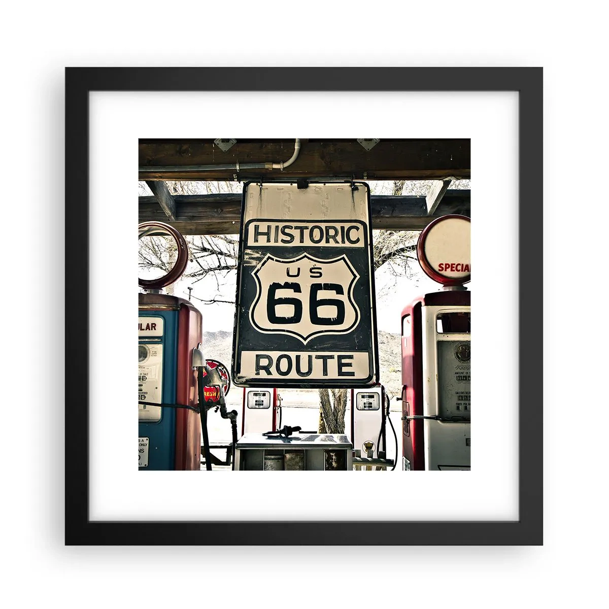 Poster în ramă neagră - O călătorie americană retro - 30x30 cm
