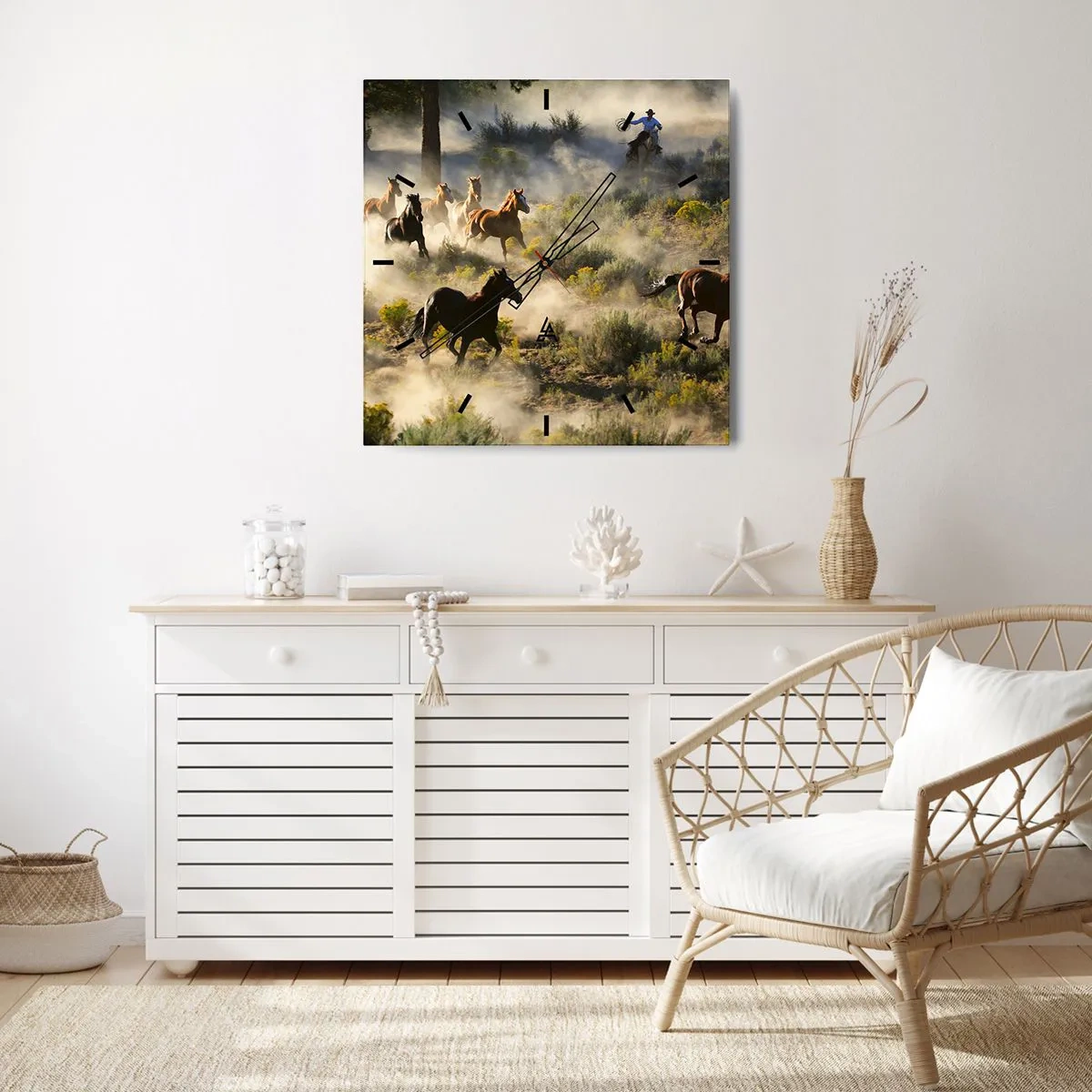 Ceas de perete - Ceas pe sticlă - Rivalitatea - libertate sau putere masculină? - 40x40 cm