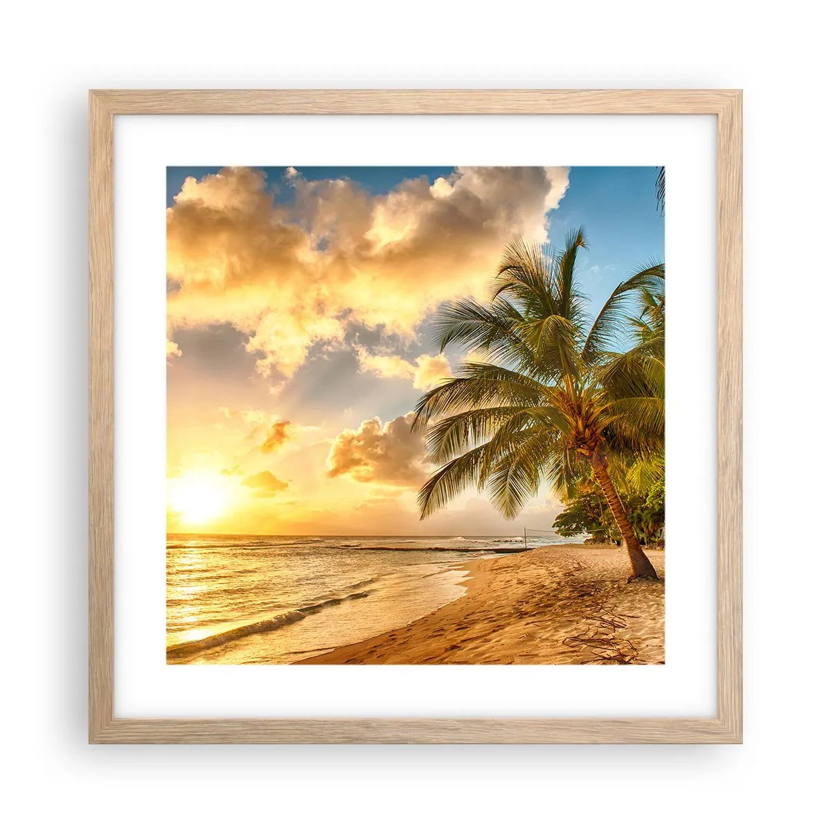 Poster în ramă de stejar deschis - Vară eternă, întotdeauna o vacanță - 40x40 cm