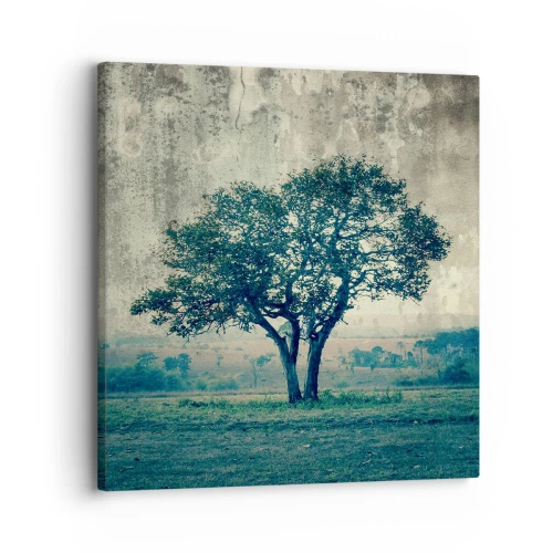 Tablou pe pânză - Un măr pe o pajiște albastră? - 30x30 cm