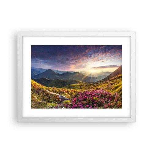 Poster în ramă albă - Prospețimea unei dimineți de munte - 40x30 cm