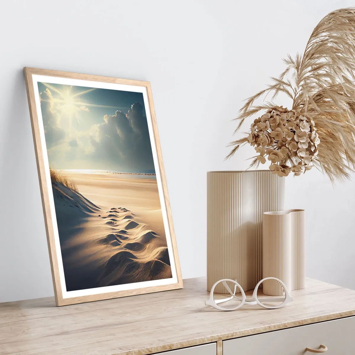 Poster în ramă de stejar deschis - Peisaj liniștitor - 50x70 cm