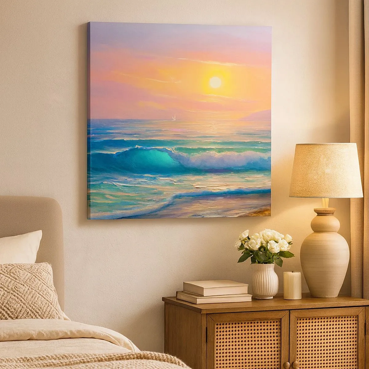 Tablou pe pânză - Cântecul turcoaz al valurilor - 30x30 cm