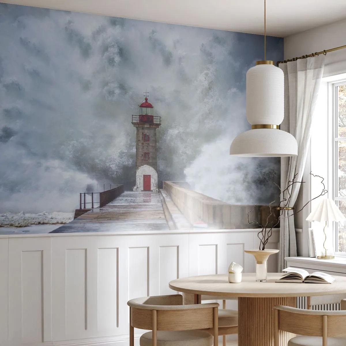 Tapet Premium Sand - Zgomotul apelor, sunetul vântului - Far, Peisaj, Ocean - 350x256 cm