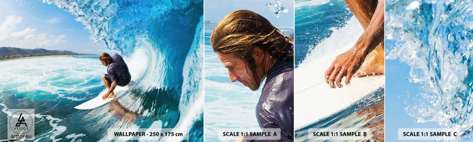 Mostră de Tapet Standard Eco - Dansând cu valurile - Sport, Surfing, Placă de surf - 100x30 cm