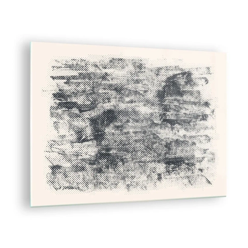 Tablou pe sticlă - Abstracție alb-negru cu efect de estompare - 70x50cm - Compoziție cețoasă - Decorațiune modernă pentru perete pentru living și dormitor ARTTOR