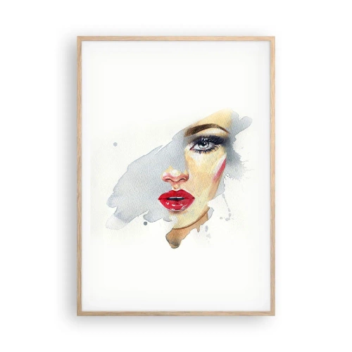 Poster în ramă de stejar deschis - Reflecție într-o picătură de apă - 70x100 cm