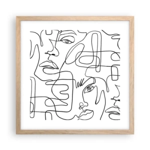 Poster în ramă de stejar deschis - Într-o încurcătură de emoții - 40x40 cm