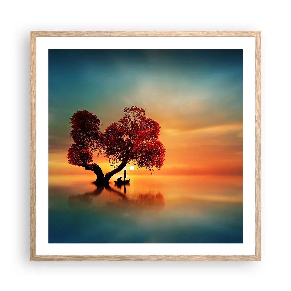 Poster în ramă de stejar deschis - Lume îndepărtată și tăcută - 60x60 cm