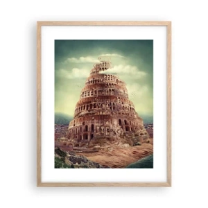 Poster în ramă de stejar deschis - Turnul Babel - 40x50 cm
