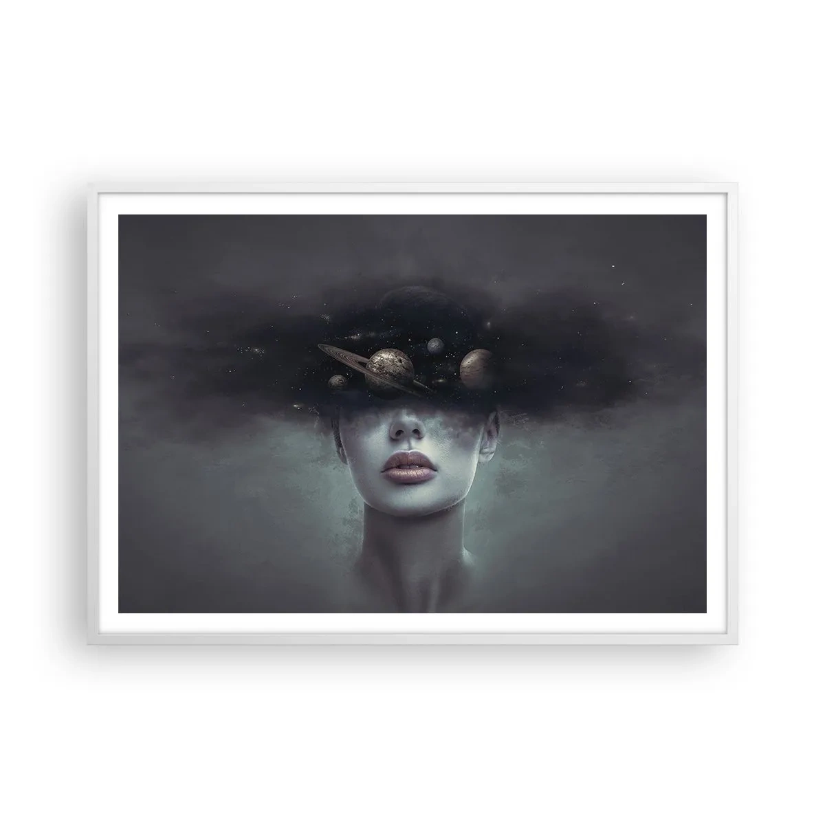 Poster în ramă albă - Și planetele o iau razna... - 100x70 cm