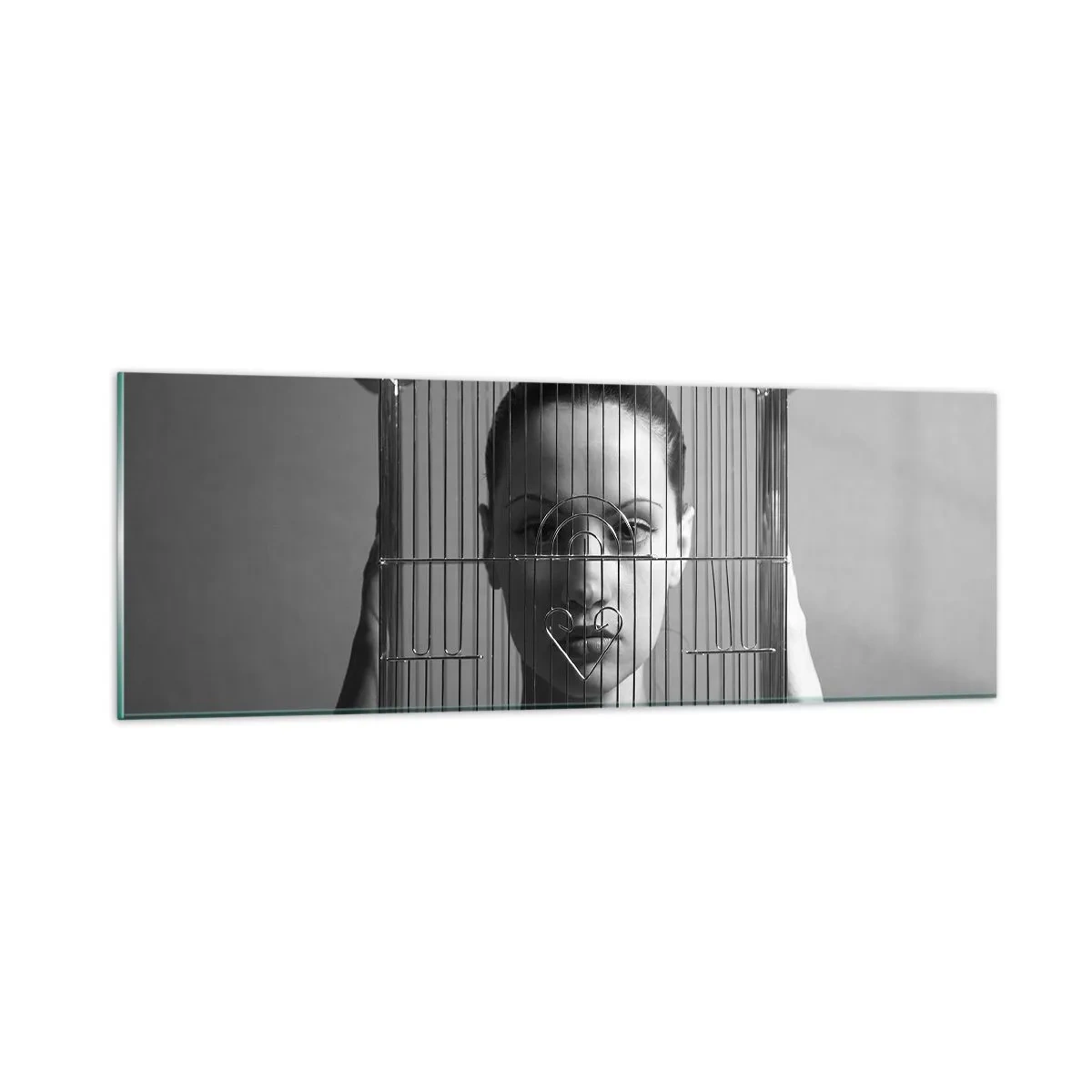 Tablou pe sticlă - Un portret oarecum suprarealist - 90x30 cm