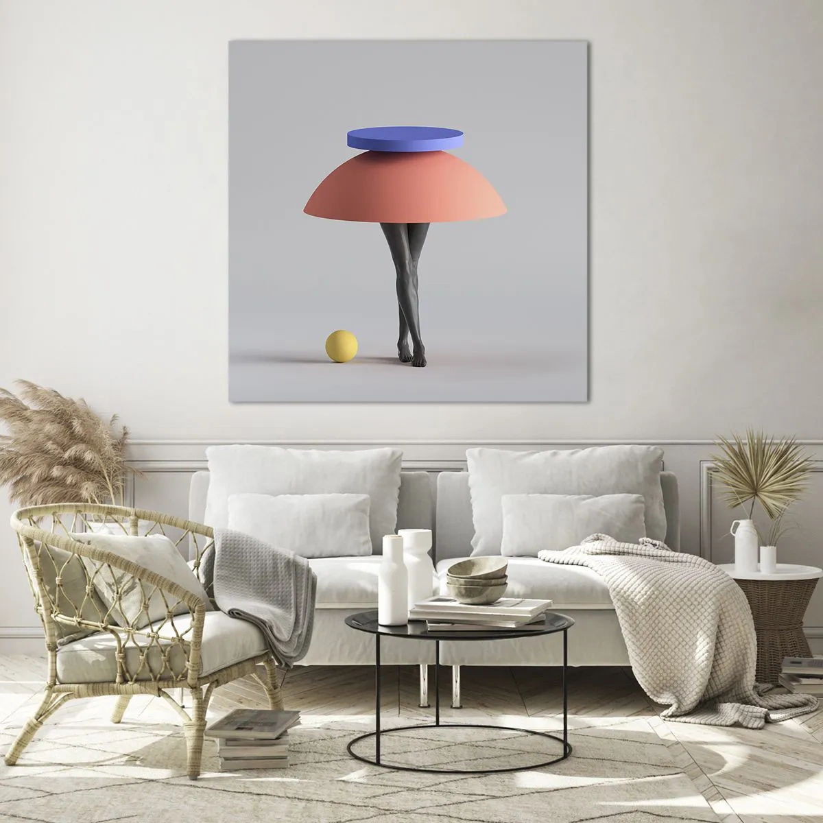 Tablou pe sticlă - Compoziție suprarealistă - 60x60 cm