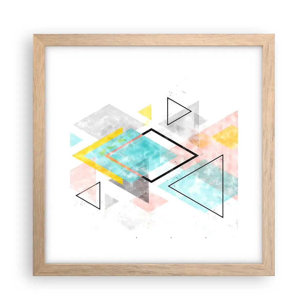 Poster în ramă de stejar deschis - Joc geometric - 30x30 cm