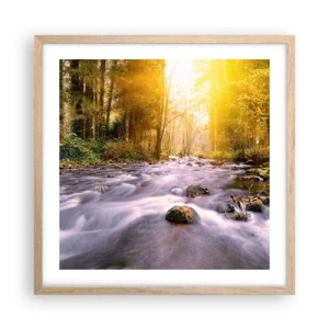 Poster în ramă de stejar deschis - Malachit în rame de argint și aur - 50x50 cm