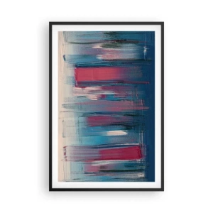 Poster în ramă neagră - Compoziție verticală în albastru și roșu - 61x91 cm