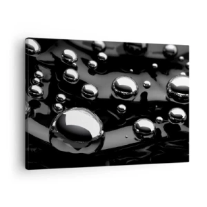 Tablou pe pânză Canvas - Picături abstracte pe o suprafață neagră - 70x50cm - Din adâncurile negre - Decorațiune modernă pentru perete pentru living și dormitor ARTTOR