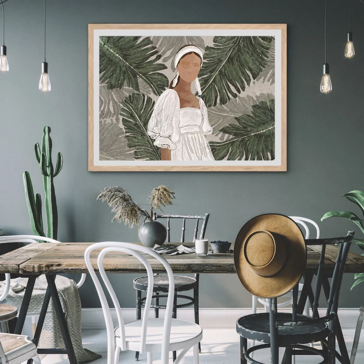 Poster în ramă de stejar deschis - Portret exotic - 50x40 cm