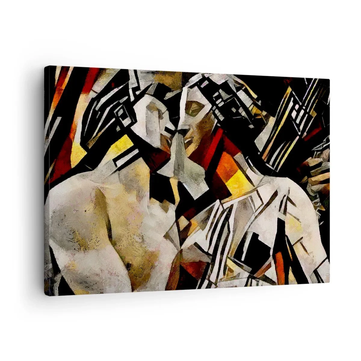 Tablou pe pânză Canvas - Compoziție abstractă cu siluete într-o formă dinamică - 70x50cm - Sărut statuar - Decorațiune modernă pentru perete pentru living și dormitor ARTTOR