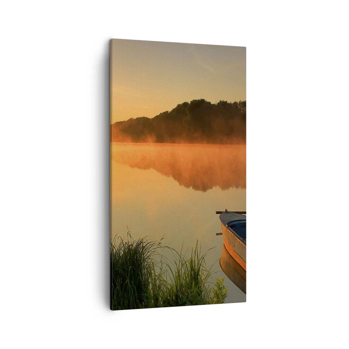 Tablou pe pânză - Răsăritul soarelui peste apă ca un strat de oglindă - 45x80 cm