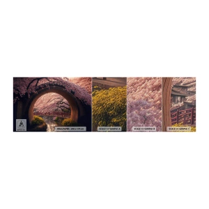 Mostră tapet Premium Canvas - Primăvara japoneză - Pod, Japonia, cireș japonez - 100x30 cm