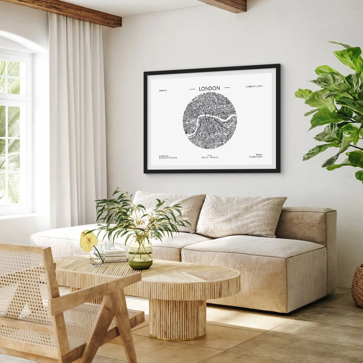 Poster în ramă neagră - Anatomia Londrei - 100x70 cm