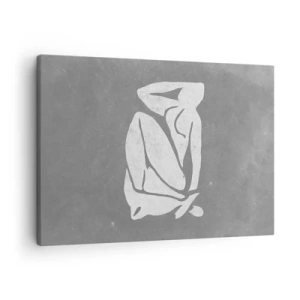 Tablou pe pânză Canvas - O siluetă minimalistă desenată pe un fundal gri - 70x50cm - În reverie - Decorațiune modernă pentru perete pentru living și dormitor ARTTOR