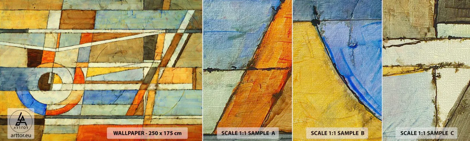 Mostră tapet Premium Canvas - Cubismul în construcție - Abstracția, Bucată, Grafică - 100x30 cm