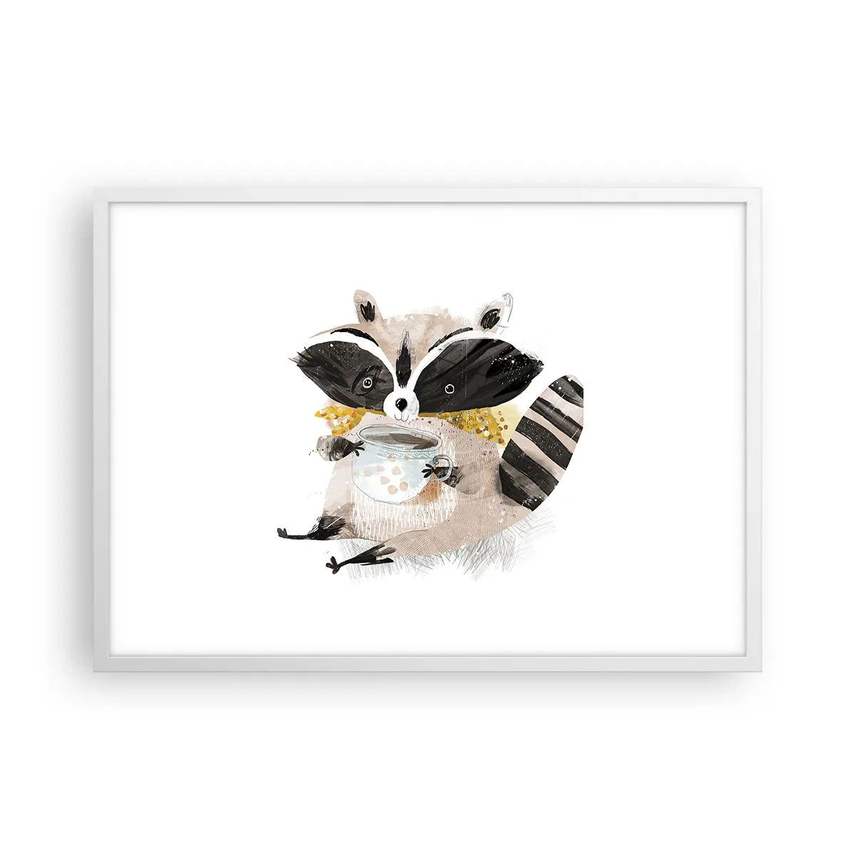Poster în ramă albă - Prietenul meu ratonul - 70x50 cm