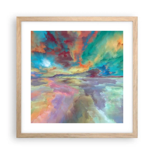 Poster în ramă de stejar deschis - Două ceruri - 40x40 cm