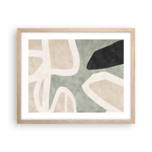 Poster în ramă de stejar deschis - Compoziție cu motiv negru - 50x40 cm