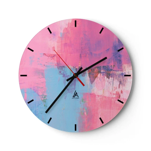 Ceas de perete - Ceas pe sticlă - Roz, albastru și un strop de lumină - 40x40 cm