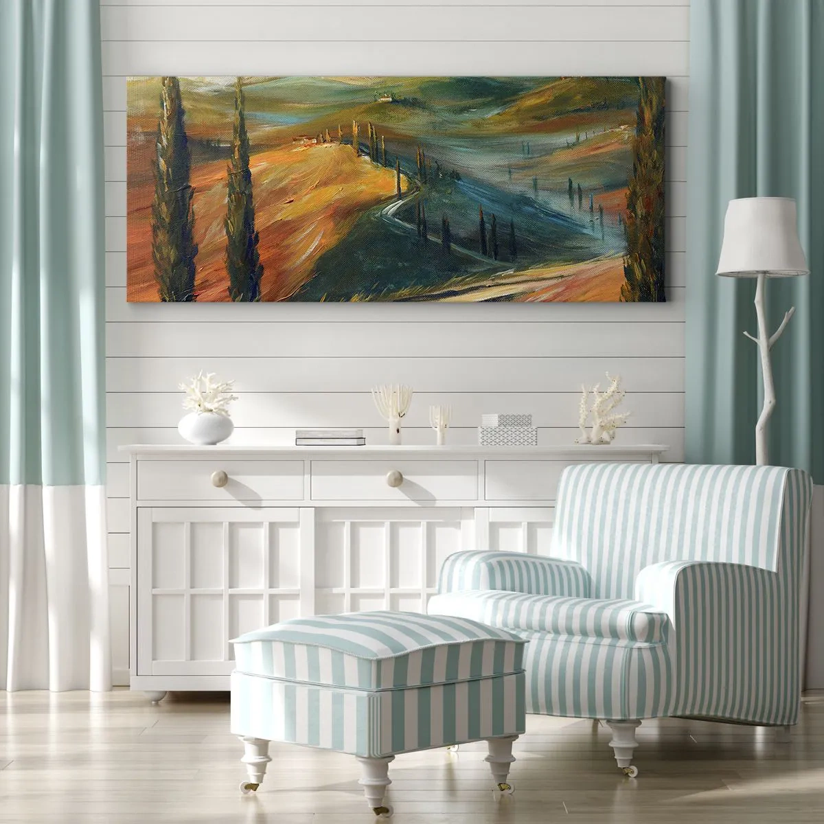 Tablou pe pânză - Peisaj toscan - 120x50 cm