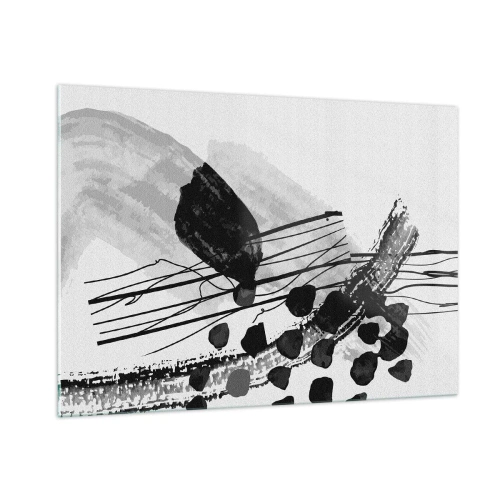 Tablou pe sticlă - Abstracție organică în negru și alb - 100x70 cm
