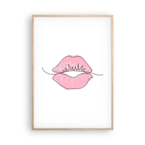 Poster în ramă de stejar deschis - Vrei un sărut? - 70x100 cm