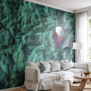 Tapet Premium Canvas - Într-o mare de rețea - Plasă de pescuit, Femeie, Vietnam - 250x175 cm