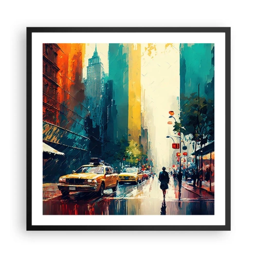 Poster în ramă neagră - New York - aici și ploaia este colorată - 60x60 cm