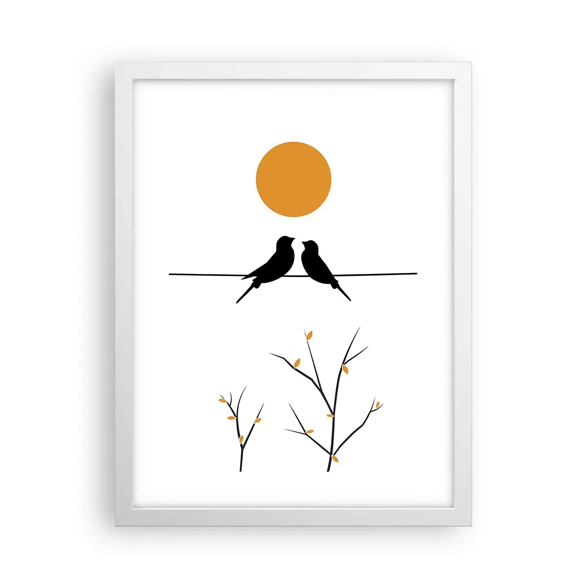 Poster în ramă albă - Seară cu privighetori - 30x40 cm