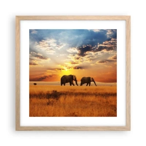 Poster în ramă de stejar deschis - Plimbare în familie - 40x40 cm