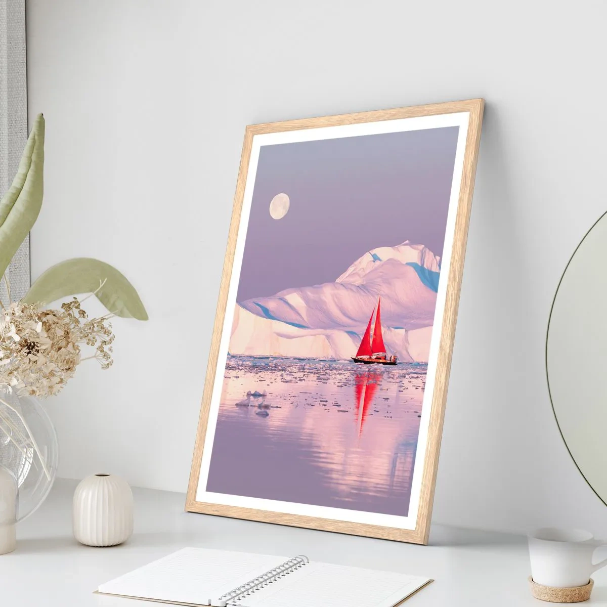 Poster în ramă de stejar deschis - Căldura pânzei, frigul gheții - 40x50 cm