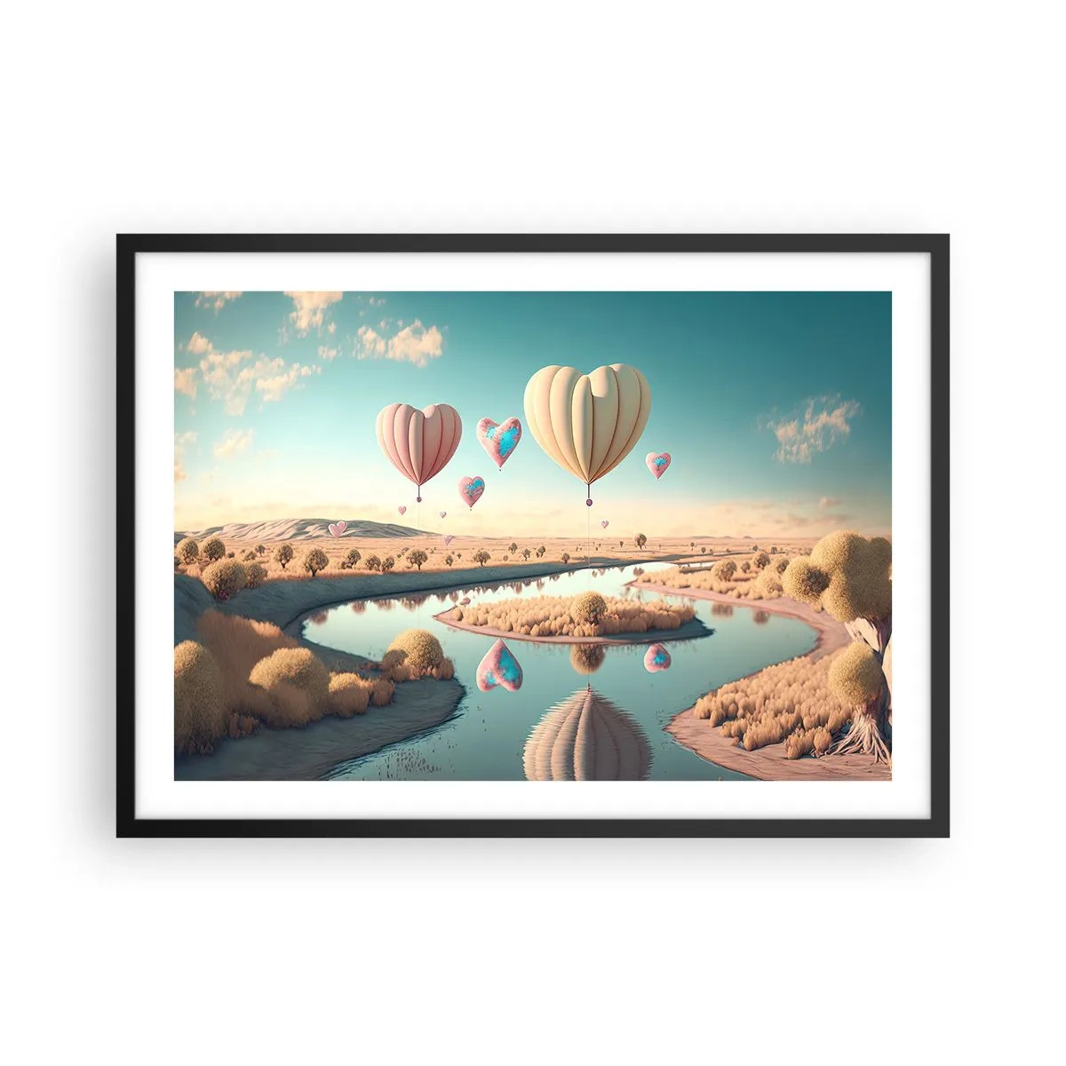 Poster în ramă neagră - Iubirea ne înalță - 70x50 cm