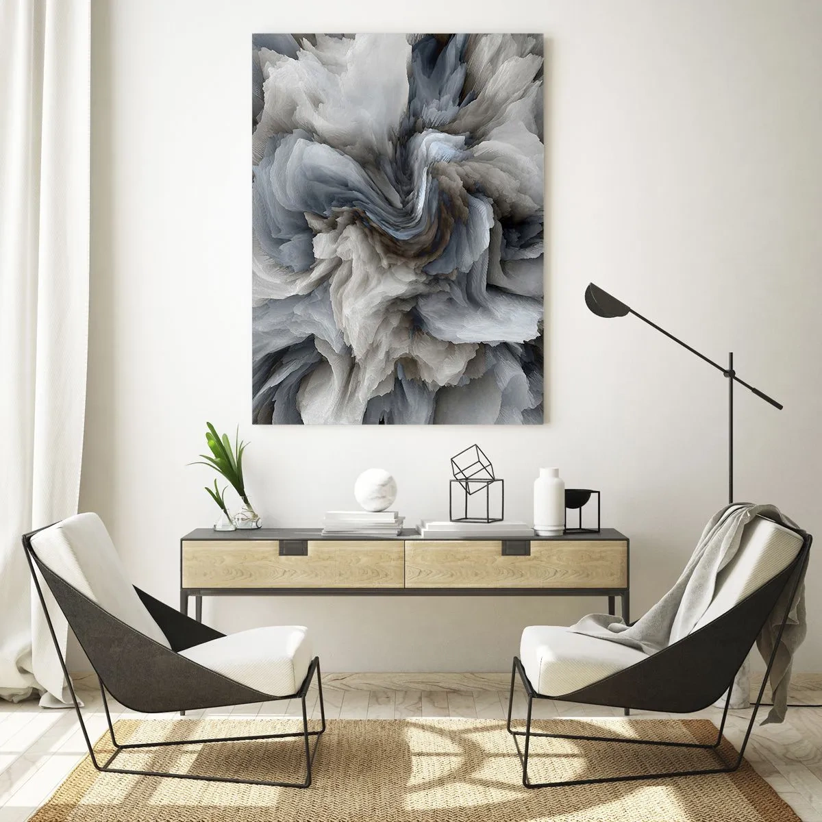 Tablou pe sticlă - Piatră și floare - 50x70 cm