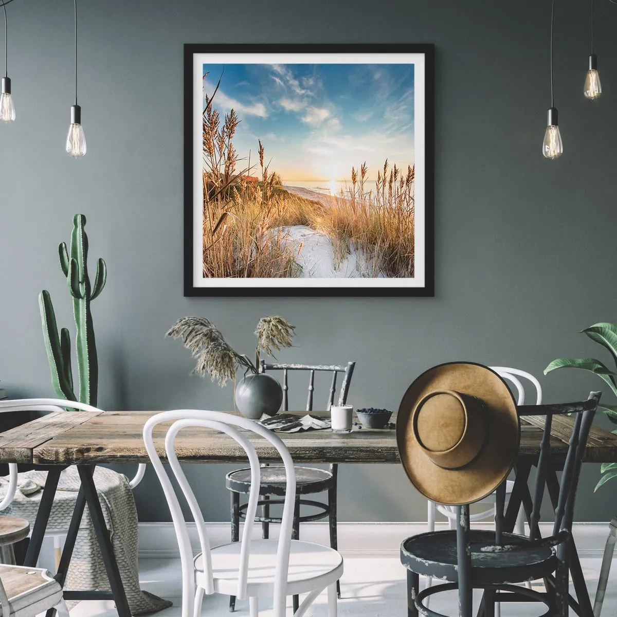 Poster în ramă neagră - Plaja de nord - 50x50 cm