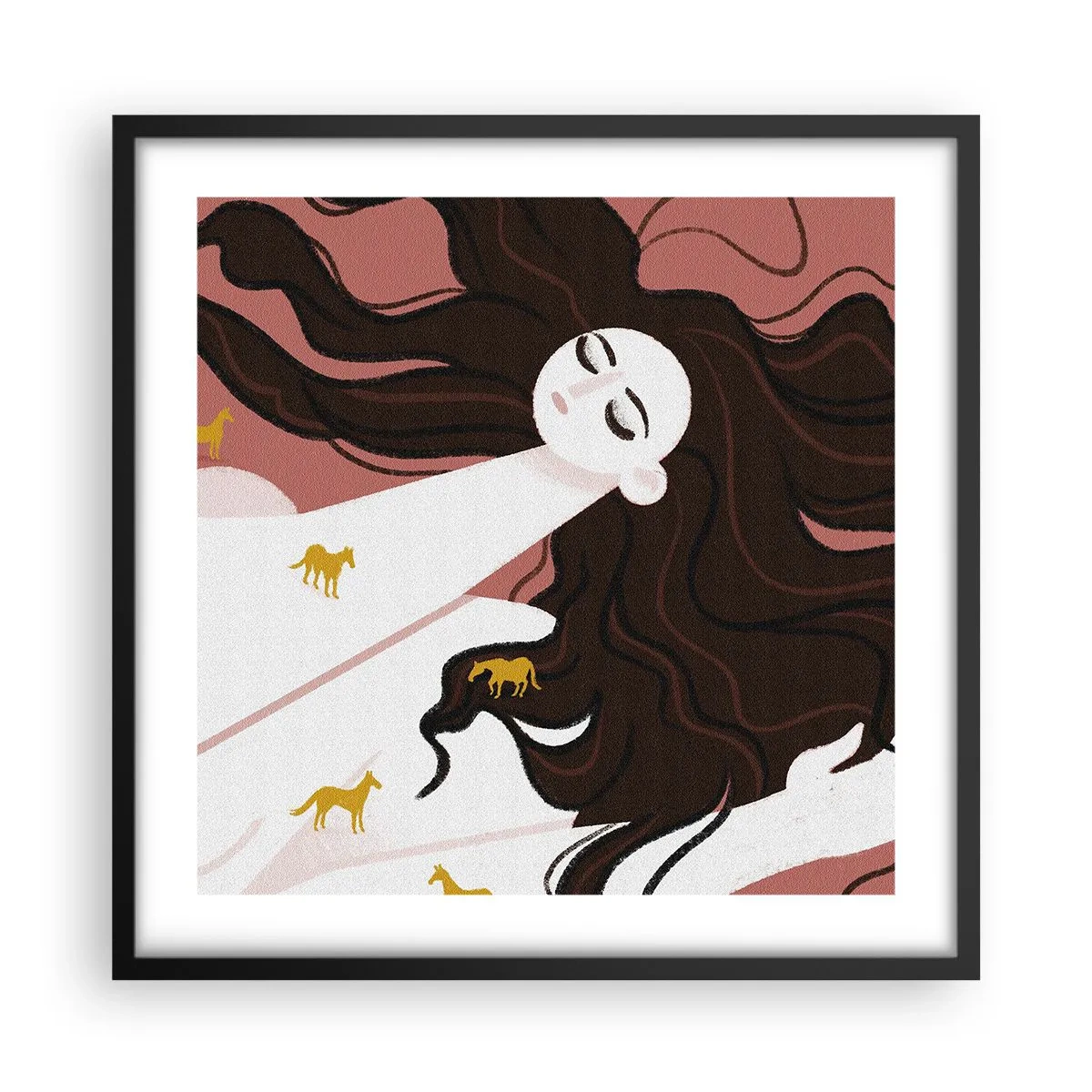 Poster în ramă neagră - Visul despre calul de aur - 50x50 cm