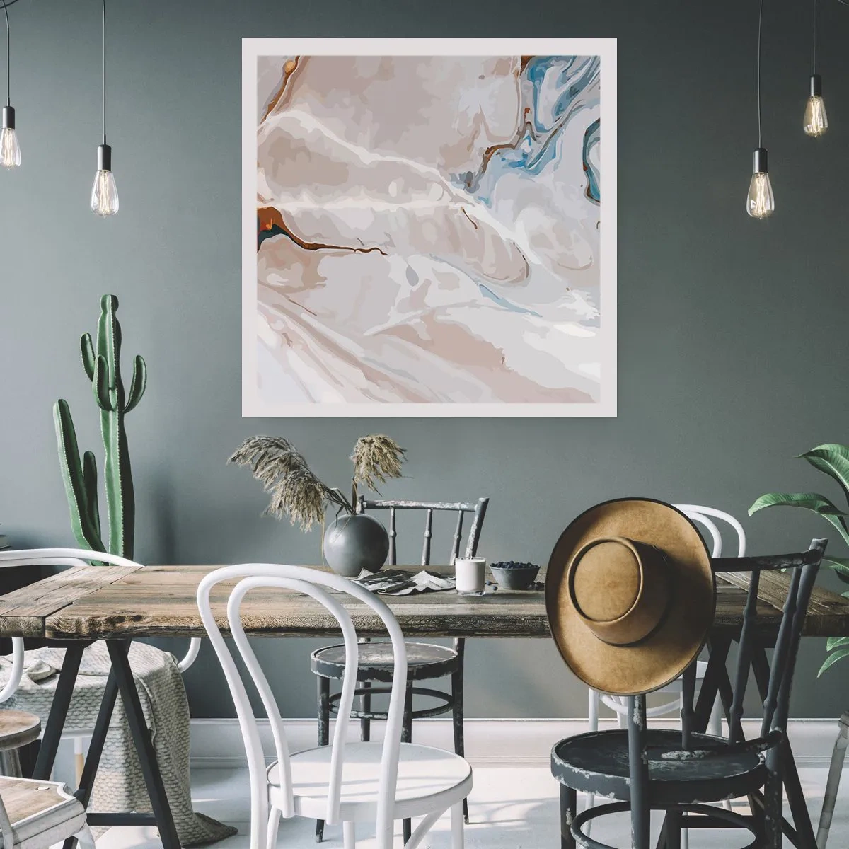 Poster - Meandre albastre sub alb - 60x60 cm